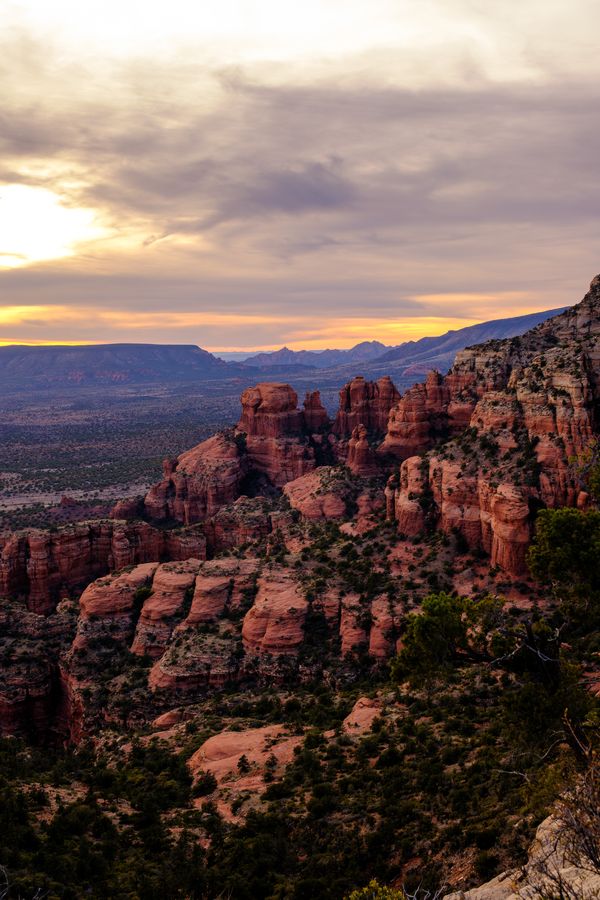 A lone butte at dusk