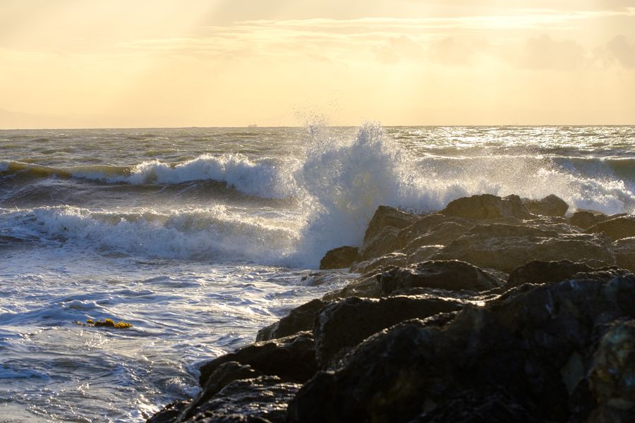 Breaking on the rocks
