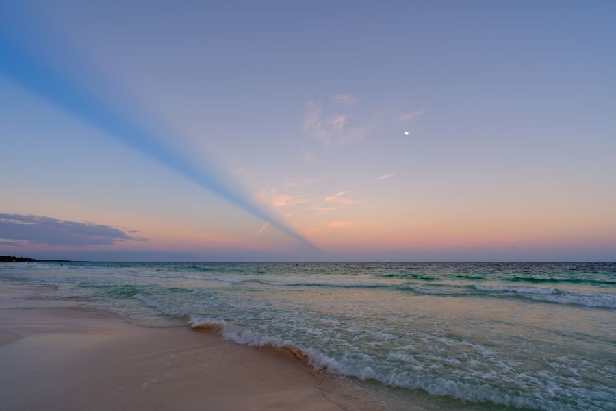 Contrail shadow at dusk