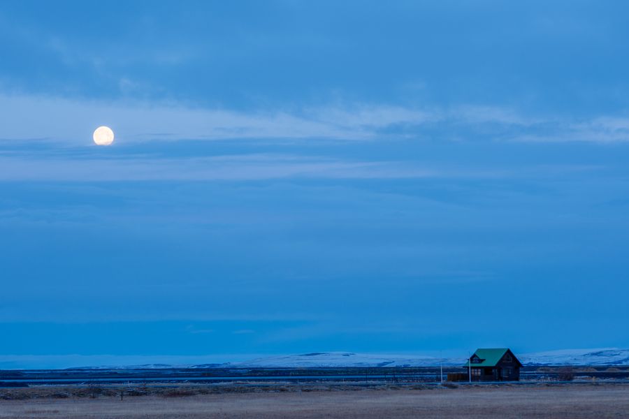 Moon over the coast road