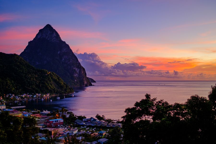 Petit Piton at dusk