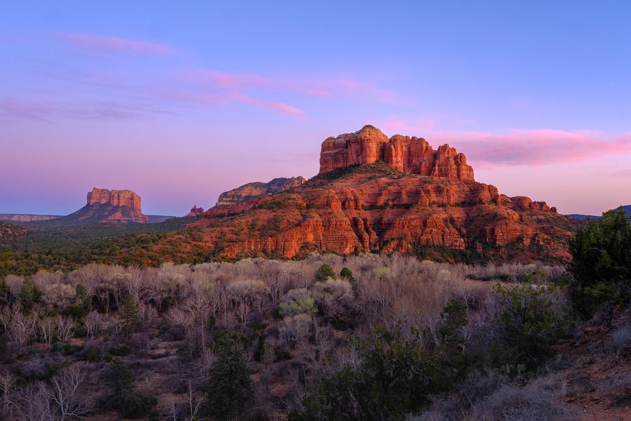 Red rock at dusk