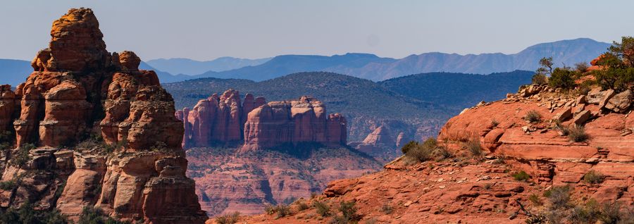 Red rock spires, telephoto