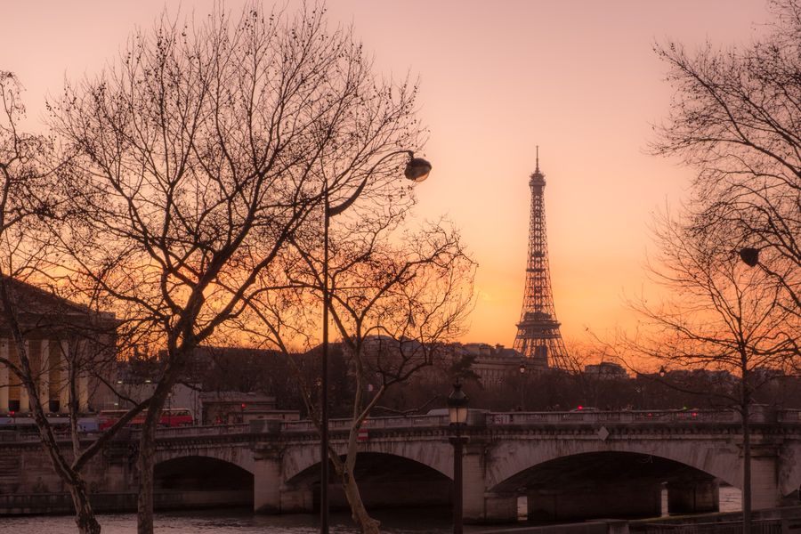 The Eiffel Tower at dusk
